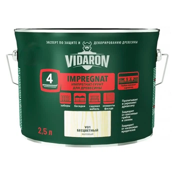 Пропитка-грунт для древесины с биозащитой Импрегнат Vidaron V01 бесцветный 2,5 л
