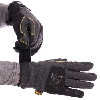 Тактичні рукавички для риболовлі полювання чоловічі на липучці MECHANIX механікс теплі флісові Чорні АН-5621 Розмір M