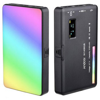 Світлодіодна RGB накамерна лампа, заповнююче відео світло для студії Andoer W140RGB | Кольорова LED панель, 8W