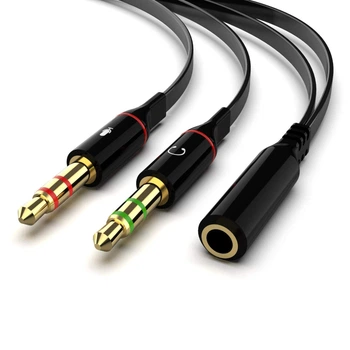 Переходник с 3.5мм (4-pin) на 2 отдельных штекера mini Jack 3.5мм (3-pin) для наушников и микрофона Rightcable AJA02