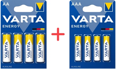 Набор щелочных батареек Varta ENERGY AA (LR06) 4 шт + AAA (LR03) 4 шт (4106229488)