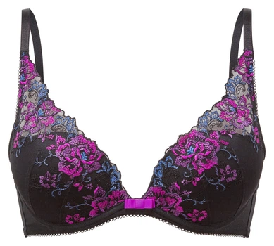 Бюстгальтер Gossard VIP Floral Attraction 15011 англійського бренду преміум з чарівною вишивкою 80D Black Purple (5053014551797)