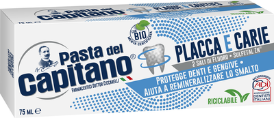 Зубна паста Pasta del Capitano Plaque&Cavities Проти карієсу та зубного нальоту 75 мл (8002140039010)