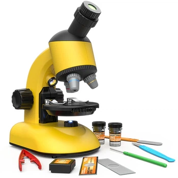 Детский микроскоп с увеличением 640Х uSmart 1100A1, с двойной подсветкой, Желтый