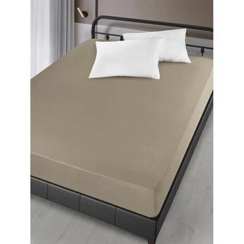 Простынь на резинке Arya Сатин London AR-A107299-light-brown 160х200х30 см светло-коричневая