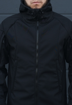 Куртка тактична на блискавці з капюшоном soft shell XXL oborona black
