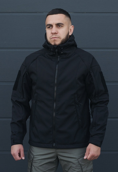 Куртка тактическая на молнии с капюшоном soft shell XS oborona black