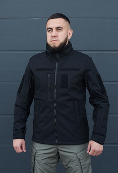 Куртка тактическая на молнии с капюшоном soft shell S garpun black