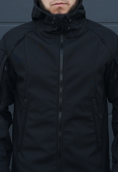 Куртка тактична на блискавці з капюшоном soft shell XL oborona black