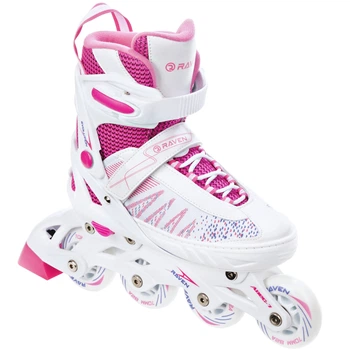 Раздвижные детские ролики Raven Grace White/Pink LED wheels размер 31-34 (zh238)