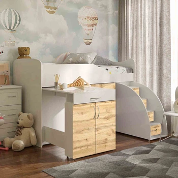 Ліжко-кімната 80х180 см Bed Room 5 + Стіл Viorina-Deko білий/дуб тахо (ДСП/Ламінована ДСП)