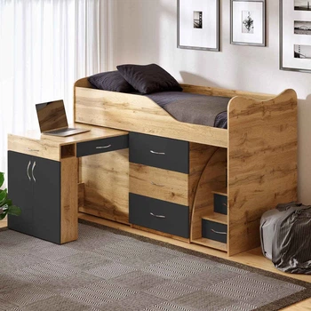 Кровать-комната 80х180 см Bed Room 5 + Стол Viorina-Deko дуб тахо/черный (ДСП/Ламинированная ДСП)