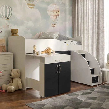 Кровать-комната 80х180 см Bed Room 5 + Стол Viorina-Deko белый/черный (ДСП/Ламинированная ДСП)