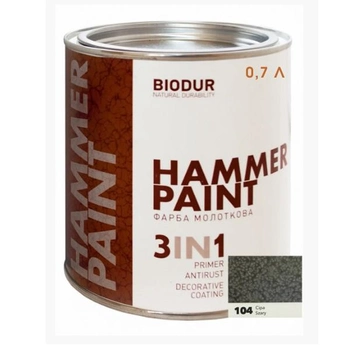 Молотковая эмаль Biodur Hammer Paint 0,7л (№104 Серый)