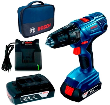 Акумуляторний ударний дриль-шуруповерт Bosch Professional GSB 180-LI з 2 акб GBA 18V 2.0Ah М-В, з/п GAL 18V – 20 в сумці (06019F8305)