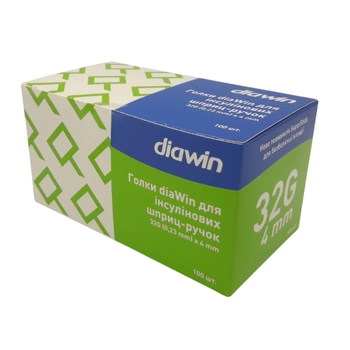 Иглы diaWin для инсулиновых шприц-ручек 4 мм 32G 100 шт.