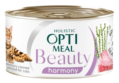 Влажный корм для кошек Optimeal Beauty Harmony со вкусом полосатого тунца в желе с морскими водорослями 70 г (4820215366236)