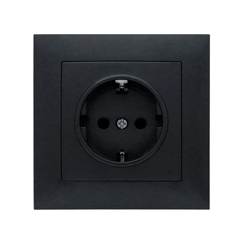 Розетка 1-я с заземлением MARSHEL Ideal черная (RS16-479-B)