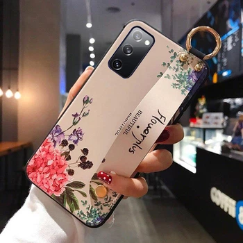 Силиконовый чехол для Samsung Galaxy S21 с ремешком-подставкой Flowerplus