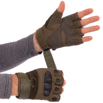 Тактичні рукавички з відкритими пальцями та посиленим протектором OAKLEY BC-4624 M-XXL оливкові