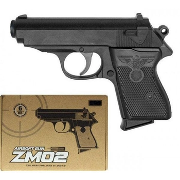 Дитячий пістолет на кульках CYMA ZM 02 ПМ метал та пластик Чорний