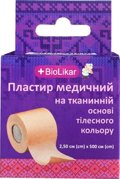 Набір пластирів медичних BioLikar на тканинній основі тілесного кольору 2.50 х 500 см х 3 шт (4820218990254_1)