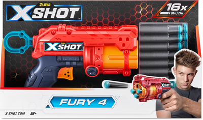 Скорострільний бластер Zuru X-Shot Red Excel Fury 16 патронів (193052040343)