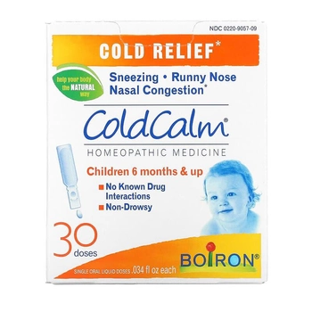 Средство от простуды, от 6 месяцев, Boiron, ColdCalm, 30 жидких доз (по 10 мл)