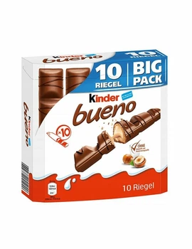 Вафлі Kinder Bueno з молочно-горіховою начинкою в молочному шоколаді 10шт 215г