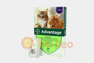 Капли от блох и клещей Advantage для кошек и декоративных кролей весом более 4 кг (1 пипетка)