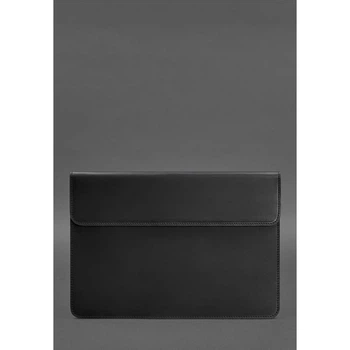 Кожаный чехол-конверт для ноутбука MacBook 13 из натуральной кожи Crazy Horse на магнитах, защитный, черный 58586