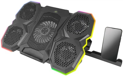 Охолоджувальна підставка для ноутбука Esperanza (EGC107) (Breva) with mobile phone stand Black/RGB
