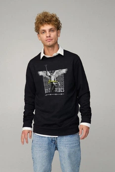 Світшот чоловічий OVERSIZE /no flis/ S Чорний (BSMB30028)
