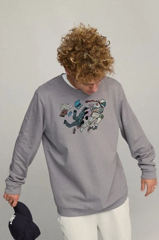 Світшот чоловічий OVERSIZE /no flis/ XL сірий (BSMEG30011)