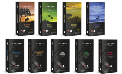 Набір кави в капсулах Carraro collection 9 смаків, 90 капсул Nespresso