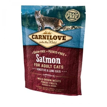 Корм для кішок з чутливим травленням Carnilove Sensitive & Long Hair Salmon 0,4 кг, з лососем