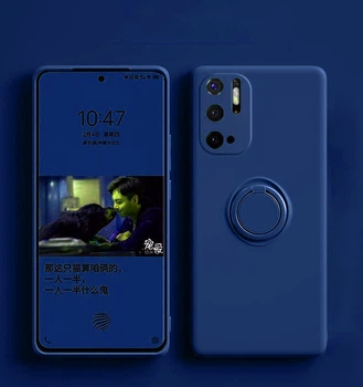 Силиконовый чехол Soft Touch с кольцом-держателем для Xiaomi Poco M3 Pro 5G Синий