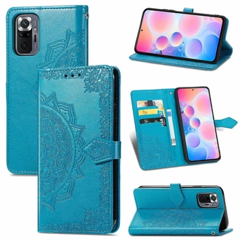 Чехол Vintage для Xiaomi Redmi Note 10 Pro книжка кожа PU с визитницей голубой