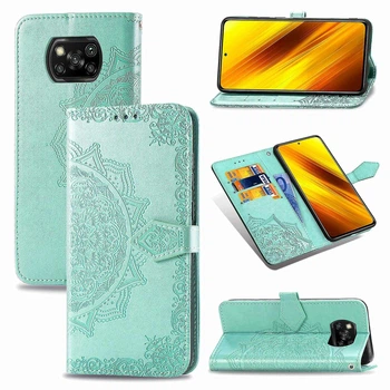 Чехол Vintage для Xiaomi Poco X3 / X3 Pro книжка кожа PU с визитницей бирюзовый