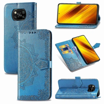 Чехол Vintage для Xiaomi Poco X3 / X3 Pro книжка кожа PU с визитницей голубой