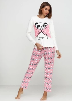 Пижама плотный трикотаж Fawn Pijama 2083_milk-pink XL Молочный с розовым