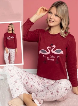 Піжама з начосом Lila Pijama L-35_bordo XXL Бордовий