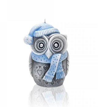 Свічка новорічна Bartek Candles Зимові сови (синя) 195г.