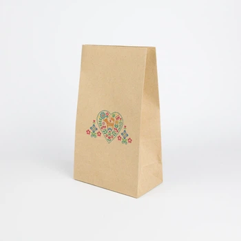 Пакет подарочный детский Крафт eko-kraft 150*90*240 10 шт/уп коричневый бумажный Пакет с рисунком орнаментом "Лисички" Маленький упаковочный пакетик для сувениров с дном