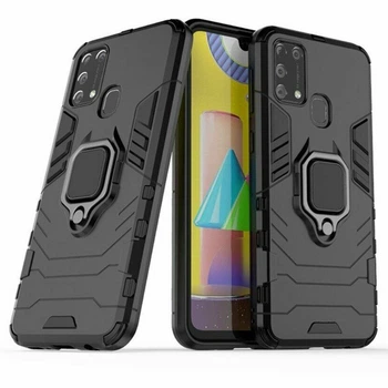 Чехол Iron Ring для Samsung Galaxy M31 / M315 бампер с кольцом противоударный Black