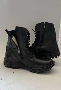 Зимові військові черевики на застібці-змійці Чорні KH, підошва Energy (KH9-SHORT-ZM-WT-BL-EG-45)