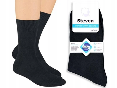 Мужские носки Steven 100 % хлопок черные 44-46