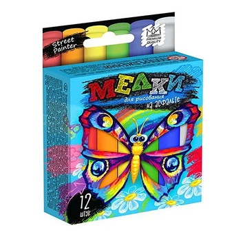 Мел для рисования на асфальте Danko Toys MEL-02-03 12 шт тонкий рус