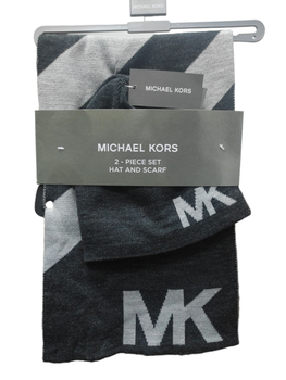 Чоловічий набір Michael Kors комбінований шапка - шарф-біні, теплий із 2 предметів, сірий, 72 x 10 дюймів M