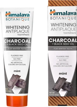 Органічна відбілювальна зубна паста Himalaya Herbals Whitening Antiplaque Toothpaste Charcoal & Blackseed Oil з вугіллям та олією чорного кмину 113 г (605069064798)